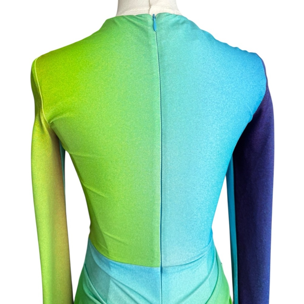Alex Perry Halton Twist-Front Jersey Mini Dress in Gradient Multicolor US:4 AU:8 - Picture 9 of 12